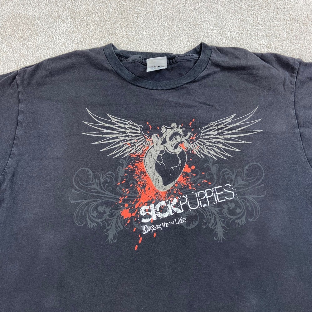 Sick Puppies T Shirt Men XL Black Dressed Up As Life Graphic Rock Band Tee